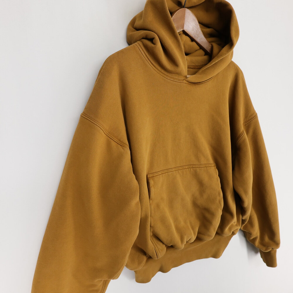 Yeezy Gap Perfect Hoodie Mens M Brown Double Layer Heavyweight Boxy Cropped - Picture 3 of 10